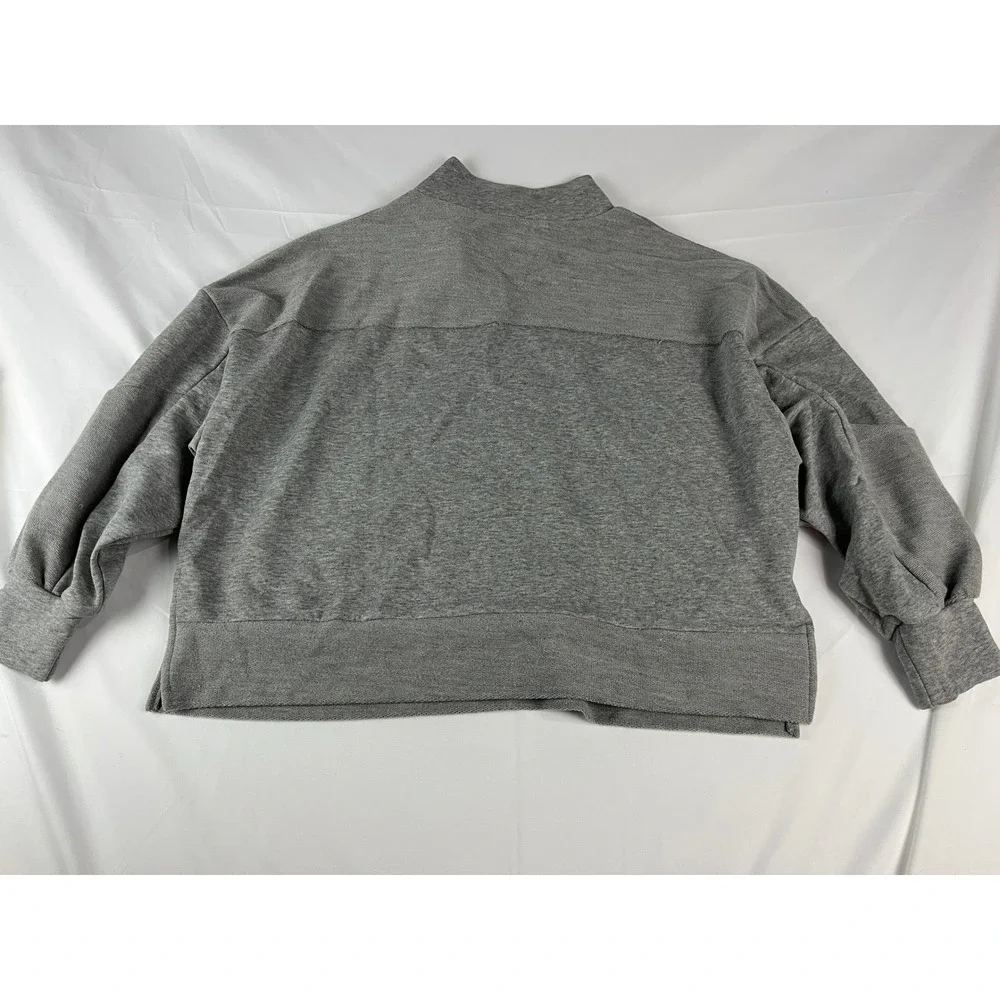 belldini Gray Mock‎ Neck Button Front Sweatshirt Pullover Top